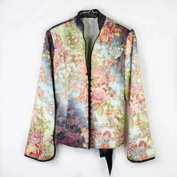 Monaco Nights Asian Inspired Watercolor Jacket L - Picture 1 of 7